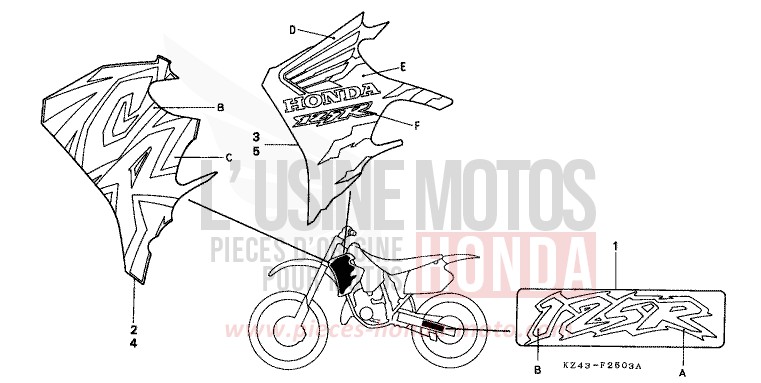 MARCA (CR125RT/RV) per CR125R NEUCLEAR RED (R177) del 1996