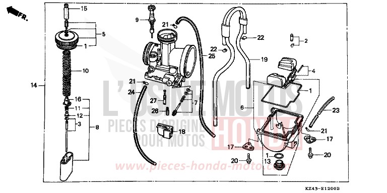 CARBURETOR for CR125R NEUCLEAR RED (R177) from 1997
