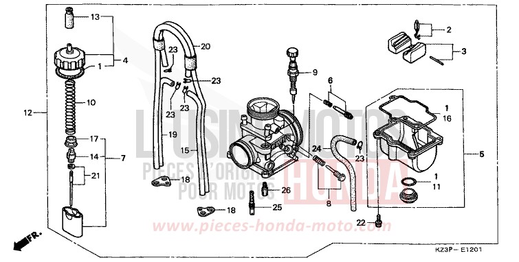 CARBURETOR (2) for CR250R NEUCLEAR RED (R177) from 1999