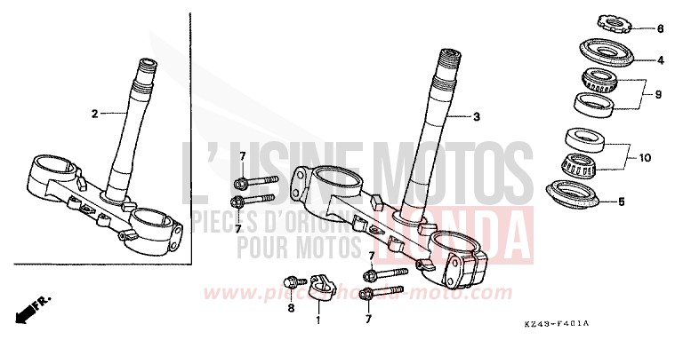 STEERING STEM (CR125RS/RT/RV) for CR125R NEUCLEAR RED (R177) from 1997