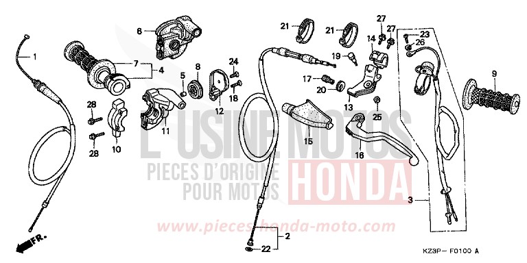 LEVA MANUBRIO per CR250R NEUCLEAR RED (R177) del 1999