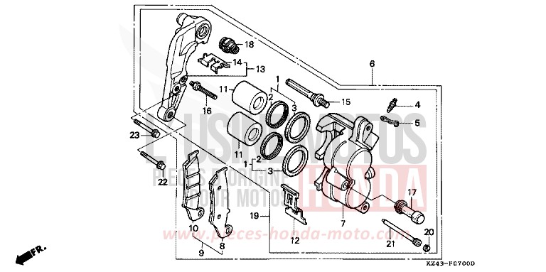 FRONT BRAKE CALIPER for CR125R NEUCLEAR RED (R177) from 1997