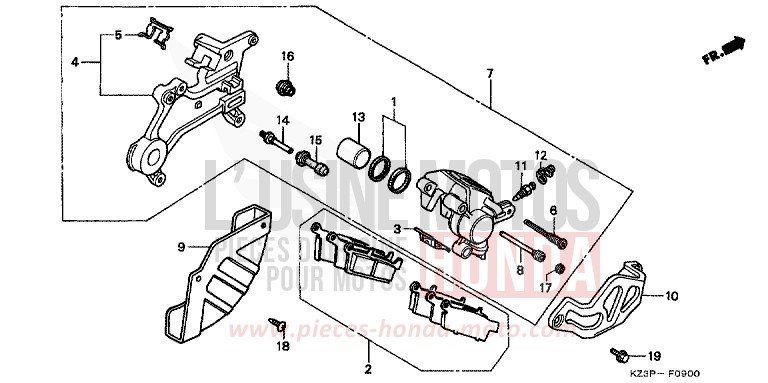 REAR BRAKE CALIPER for CR250R NEUCLEAR RED (R177) from 1999