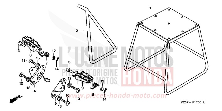 PEDANA per CR250R NEUCLEAR RED (R177) del 1999