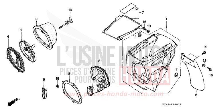AIR CLEANER (CR125RP/RR/RS/RT/RV) for CR125R NEUCLEAR RED (R177) from 1997