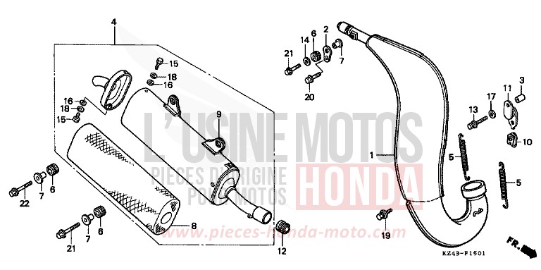 EXPANSION CHAMBER (2) for CR125R NEUCLEAR RED (R177) from 1997