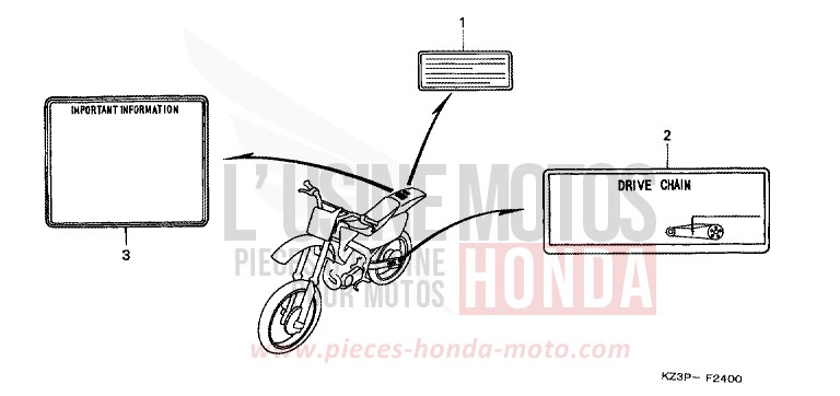 CAUTION LABEL for CR250R NEUCLEAR RED (R177) from 1999
