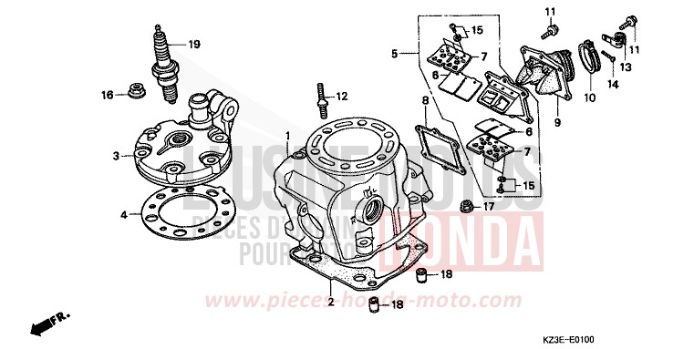 CYLINDER HEAD for CR250R EXPLOSION RED (R254) from 2000