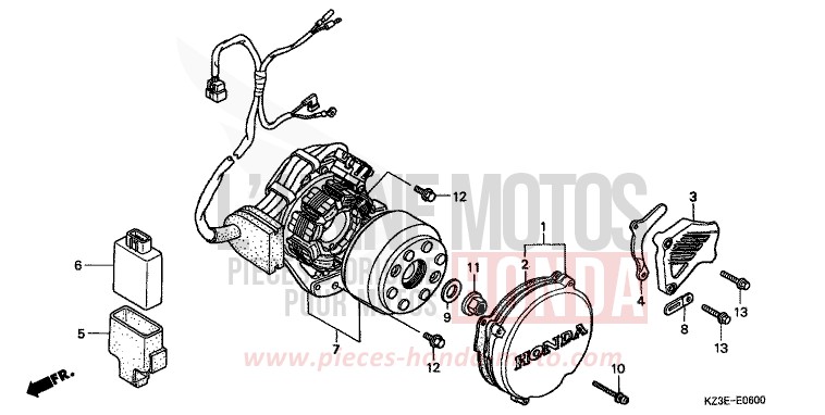 LEFT CRANKCASE COVER for CR250R EXPLOSION RED (R254) from 2000