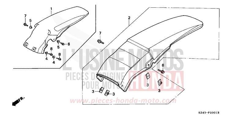REAR FENDER (EXCEPT CR125RL) for CR125R NEUCLEAR RED (R177) from 1997