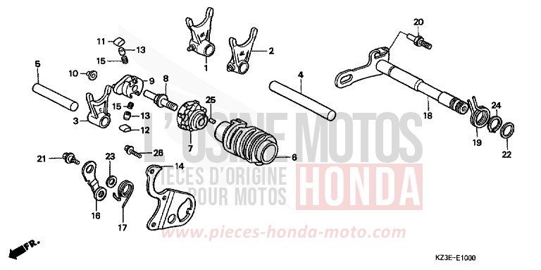 GEARSHIFT DRUM for CR250R EXPLOSION RED (R254) from 2000