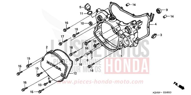 RIGHT CRANKCASE COVER for CR125R NEUCLEAR RED (R177) from 1998