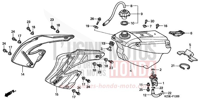 FUEL TANK for CR250R EXPLOSION RED (R254) from 2000