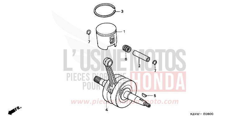 CRANKSHAFT/PISTON for CR125R NEUCLEAR RED (R177) from 1998