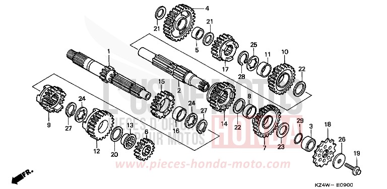 TRANSMISSION for CR125R NEUCLEAR RED (R177) from 1998