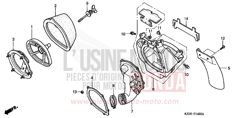 AIR CLEANER for CR250R EXPLOSION RED (R254) from 2000