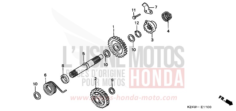 KICK STARTER SPINDLE for CR125R NEUCLEAR RED (R177) from 1998