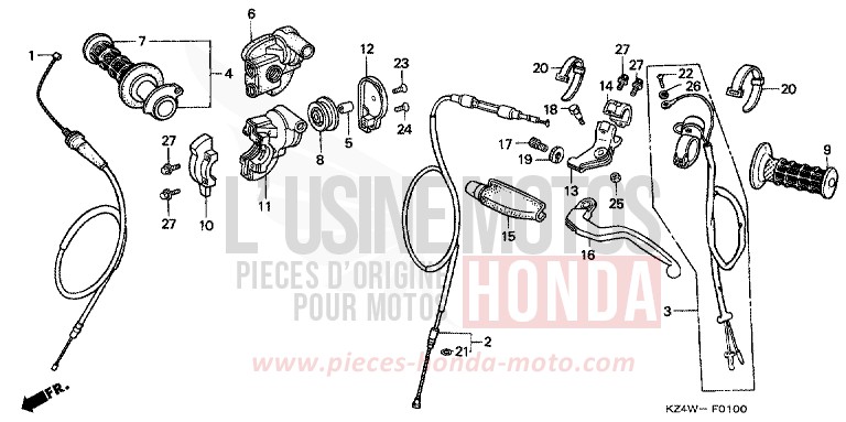 HANDLE LEVER/SWITCH CABLE for CR125R NEUCLEAR RED (R177) from 1998