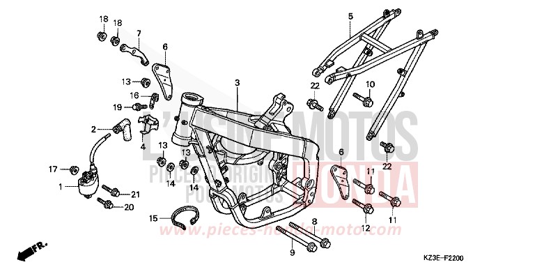 FRAME BODY for CR250R EXPLOSION RED (R254) from 2000