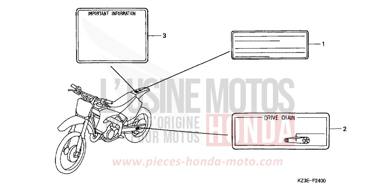 ETICHETTA DI AVVERTIMENTO per CR250R EXPLOSION RED (R254) del 2000