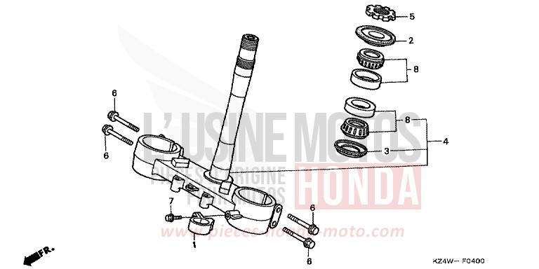 STEERING STEM for CR125R NEUCLEAR RED (R177) from 1998