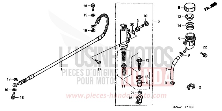 REAR BRAKE MASTER CYLINDER for CR125R NEUCLEAR RED (R177) from 1998