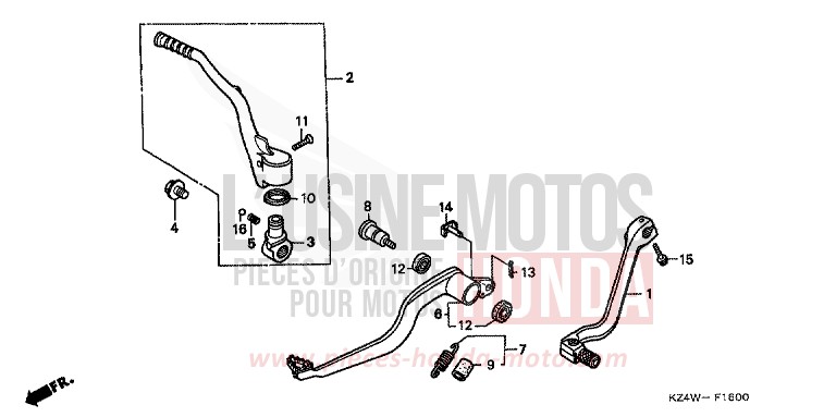 PEDAL/KICK STARTER ARM for CR125R NEUCLEAR RED (R177) from 1998