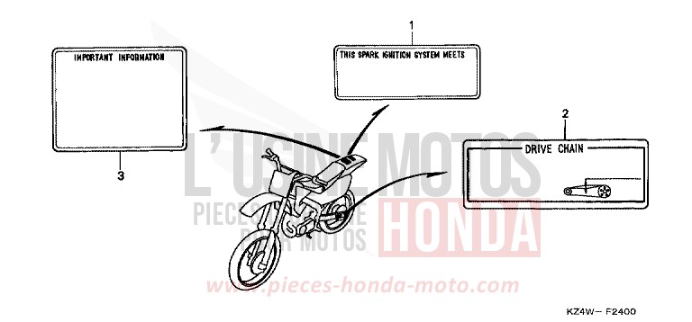CAUTION LABEL for CR125R NEUCLEAR RED (R177) from 1998