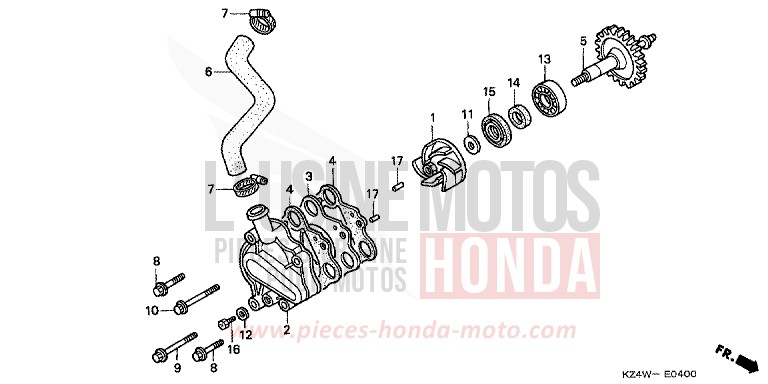 WATER PUMP for CR125R NEUCLEAR RED (R177) from 1999