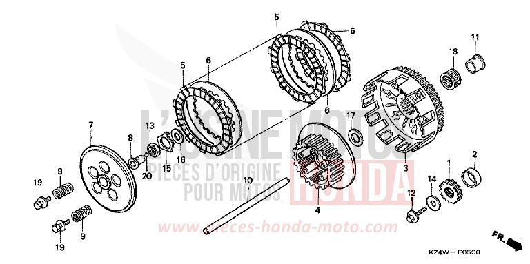 CLUTCH for CR125R NEUCLEAR RED (R177) from 1999