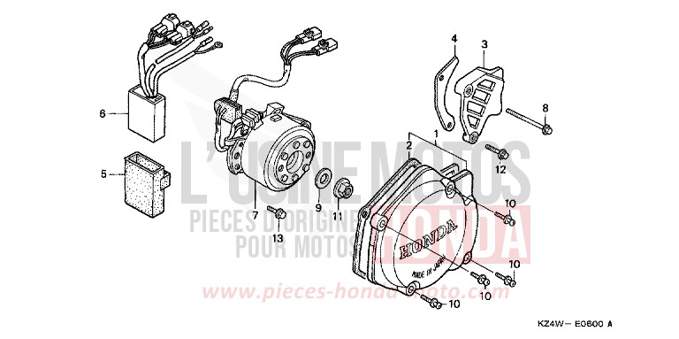 LEFT CRANKCASE COVER for CR125R NEUCLEAR RED (R177) from 1999