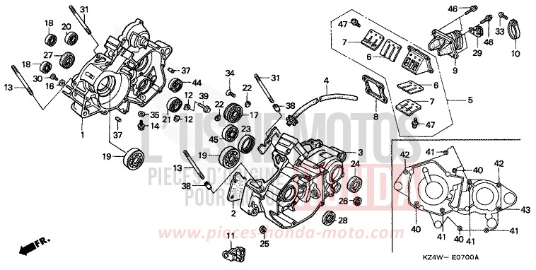 CRANKCASE for CR125R NEUCLEAR RED (R177) from 1999