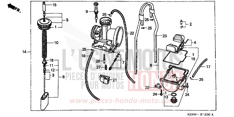 CARBURETOR for CR125R NEUCLEAR RED (R177) from 1999