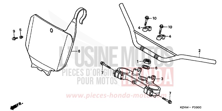 HANDLE PIPE/TOP BRIDGE for CR125R NEUCLEAR RED (R177) from 1999