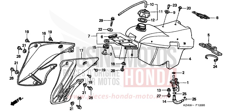 FUEL TANK for CR125R NEUCLEAR RED (R177) from 1999