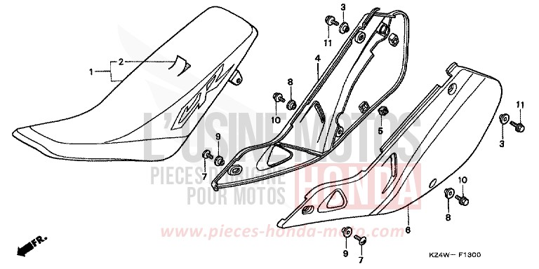 SEAT/SIDE COVER for CR125R NEUCLEAR RED (R177) from 1999