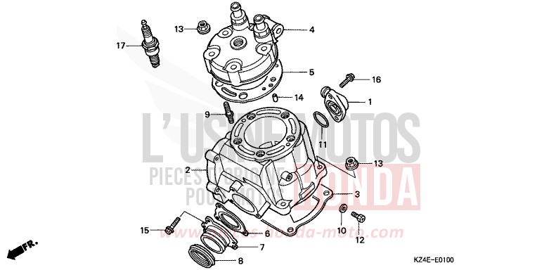 CILINDRO/TESTATA CILINDRO per CR125R EXPLOSION RED (R254) del 2000