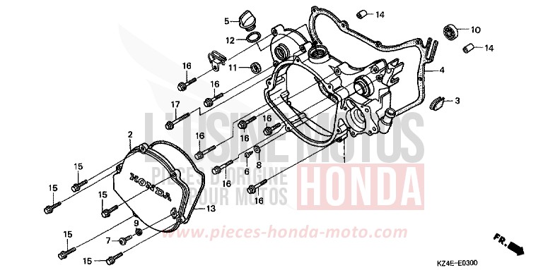 RIGHT CRANKCASE COVER for CR125R EXPLOSION RED (R254) from 2000