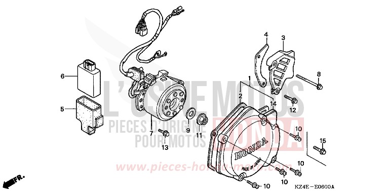 LEFT CRANKCASE COVER for CR125R EXPLOSION RED (R254) from 2000
