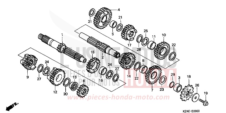 TRANSMISSION for CR125R EXPLOSION RED (R254) from 2000
