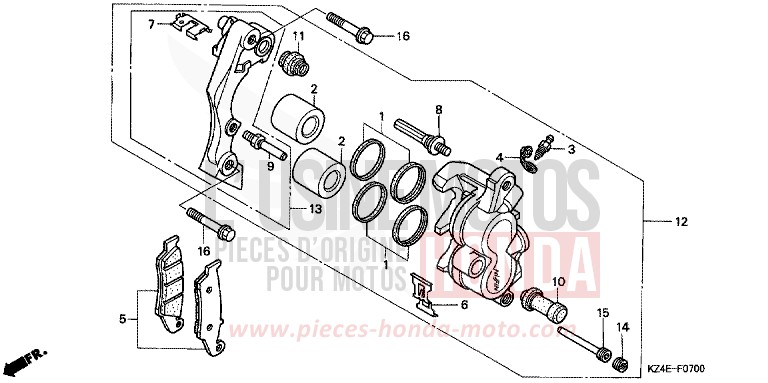 FRONT BRAKE CALIPER for CR125R EXPLOSION RED (R254) from 2000