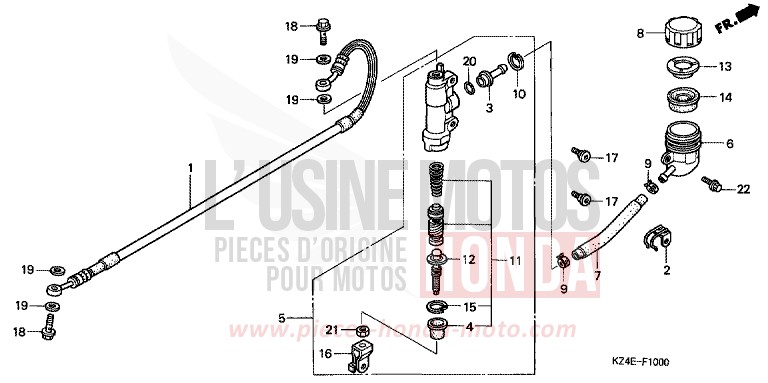 REAR BRAKE MASTER CYLINDER for CR125R EXPLOSION RED (R254) from 2000
