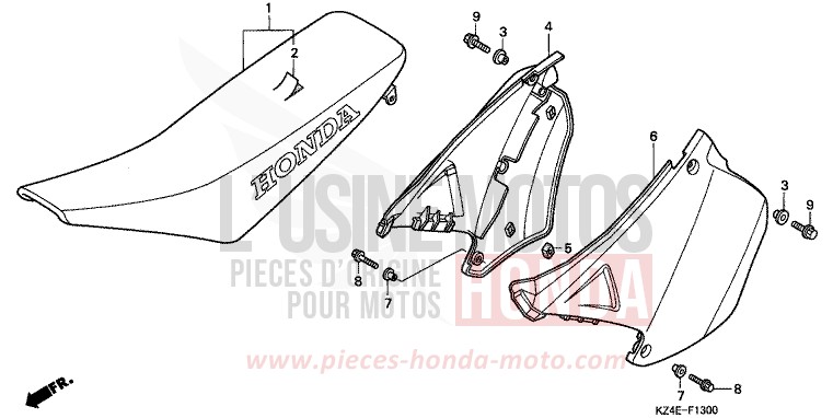 SEAT/SIDE COVER for CR125R EXPLOSION RED (R254) from 2000