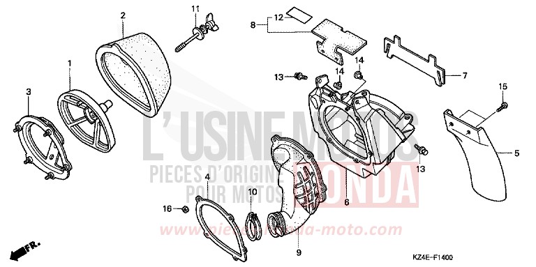 AIR CLEANER for CR125R EXPLOSION RED (R254) from 2000