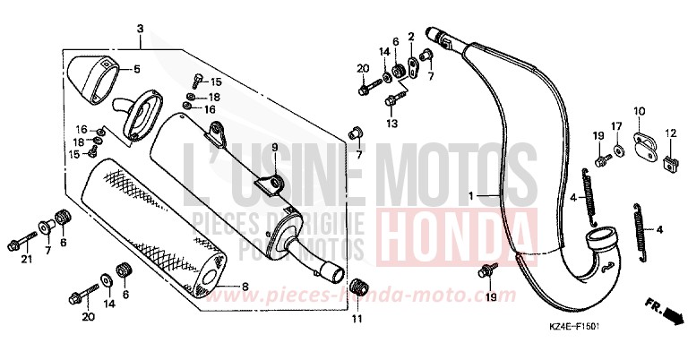 EXPANSION CHAMBER (2) for CR125R EXPLOSION RED (R254) from 2000