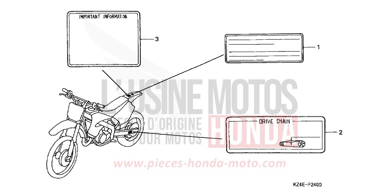 ETICHETTA DI AVVERTIMENTO per CR125R EXPLOSION RED (R254) del 2000
