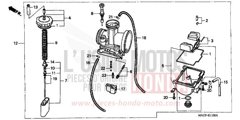 CARBURETOR for CR500R EXPLOSION RED (R254) from 2001