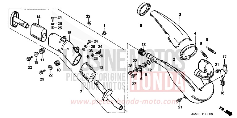 EXPANSION CHAMBER for CR500R EXPLOSION RED (R254) from 2001