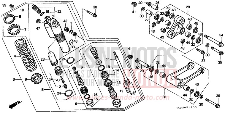 REAR CUSHION for CR500R EXPLOSION RED (R254) from 2001