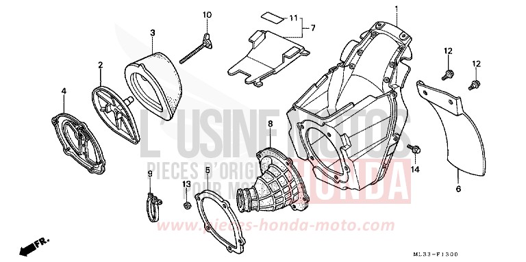 AIR CLEANER (CR500RL) for CR500R FLASH RED (R119) from 1990